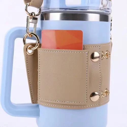 BOLSO PORTA VASOS CON FUNDA AJUSTABLE PARA TERMO Y BOTELLA - 5