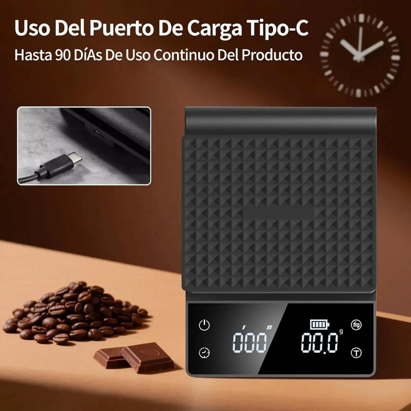 BASCULA DIGITAL PARA CAFE  CON TEMPORIZADOR Y CAPACIDAD DE 3 KG - 5
