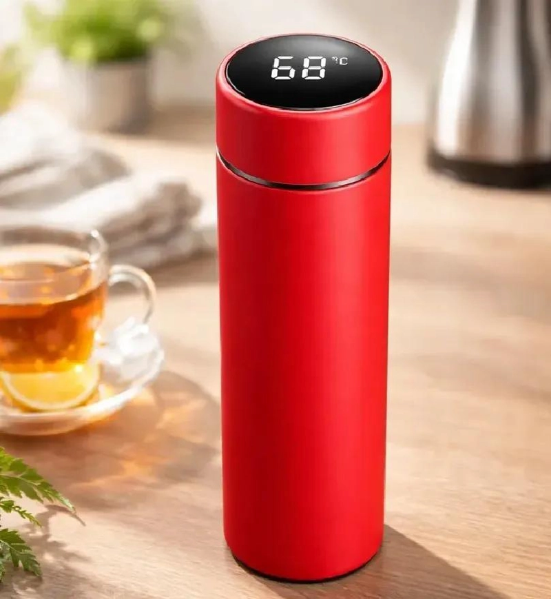 TERMO PORTATIL INTELIGENTE PARA BEBIDAS 500 ML COLOR ROJO - 3