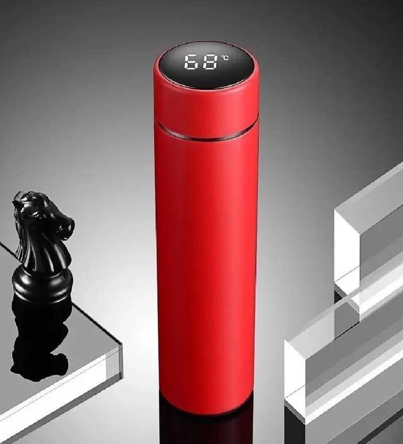 TERMO PORTATIL INTELIGENTE PARA BEBIDAS 500 ML COLOR ROJO - 4