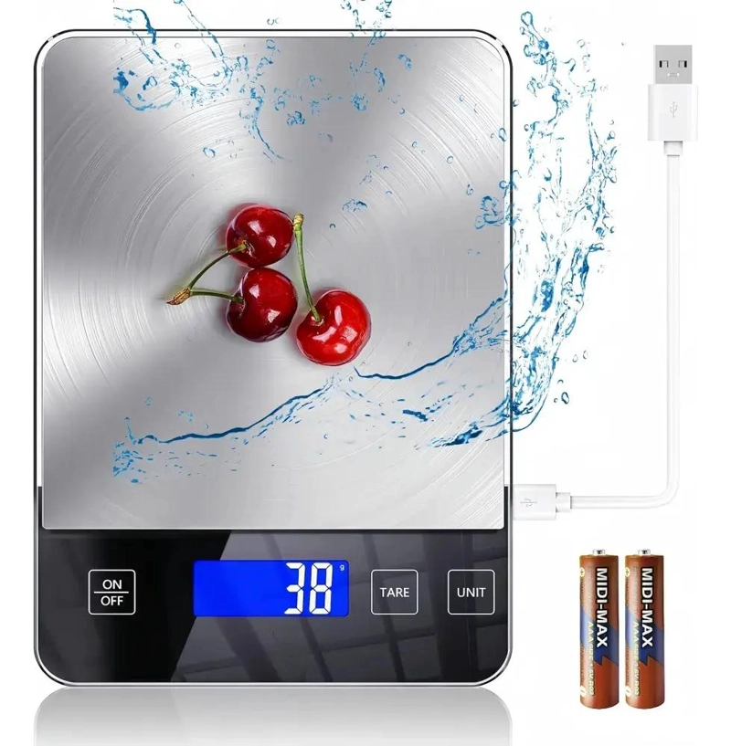 BASCULA DIGITAL DE COCINA RECARGABLE CON CAPACIDAD HASTA 15 KG Y PRECISION DE 1G - 1