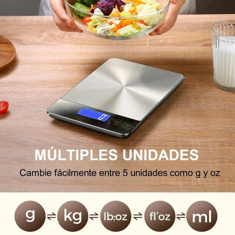 BASCULA DIGITAL DE COCINA RECARGABLE CON CAPACIDAD HASTA 15 KG Y PRECISION DE 1G - 3