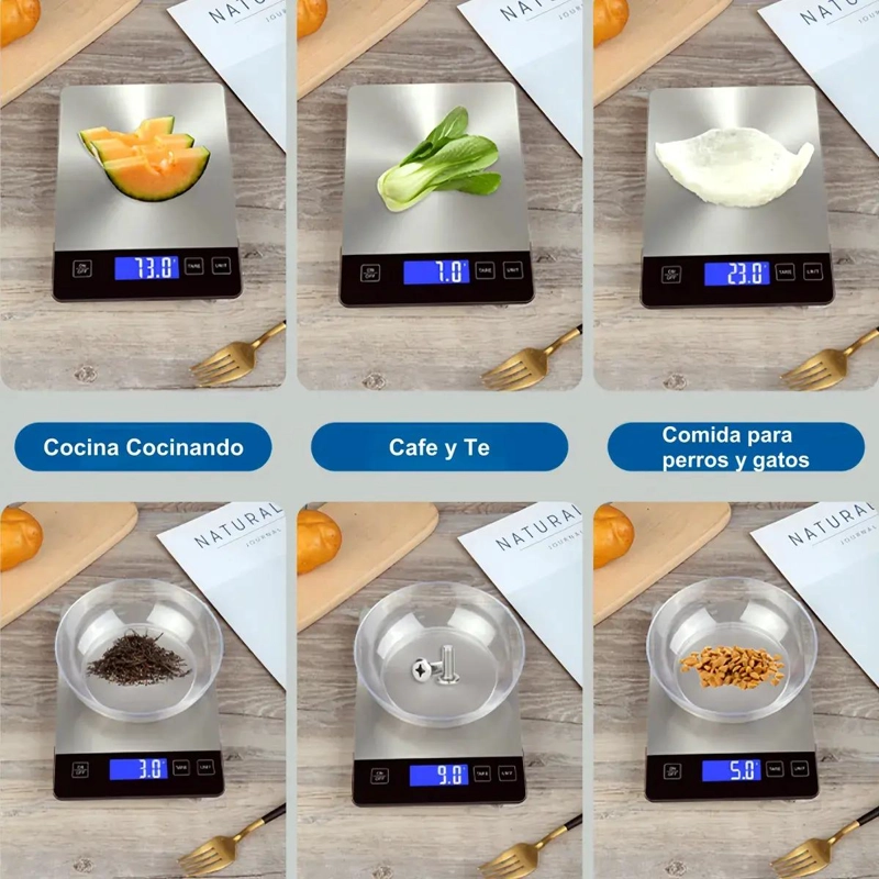BASCULA DIGITAL DE COCINA RECARGABLE CON CAPACIDAD HASTA 15 KG Y PRECISION DE 1G - 5