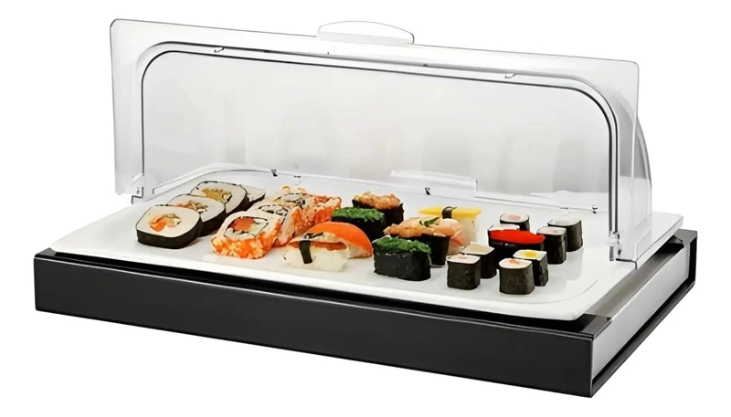 EXHIBIDOR BUFFET FRIO CON TAPA Y ROLL INSERTO GN 1/1 DE 2 CM - 1