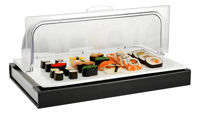 EXHIBIDOR BUFFET FRIO CON TAPA Y ROLL INSERTO GN 1/1 DE 2 CM - 4