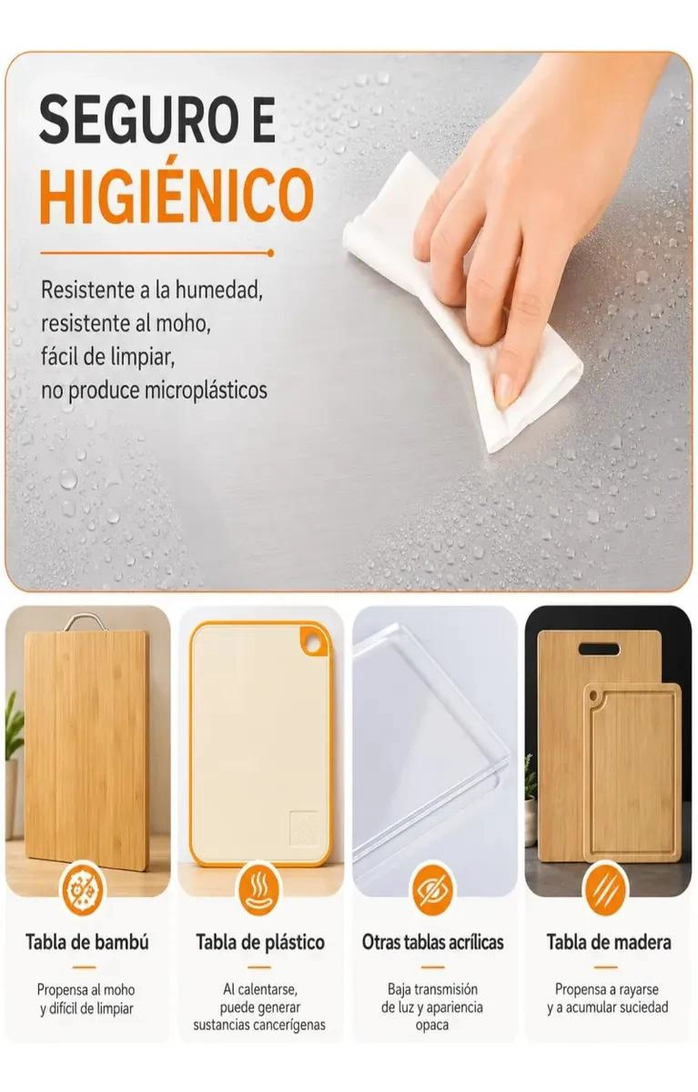 TABLA DE ACERO INOXIDABLE PARA PICAR Y AMASAR 30X40 CM - 5