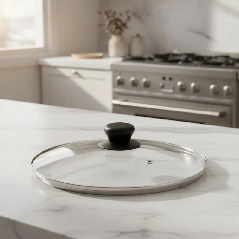 TAPA DE VIDRIO PARA OLLA Y SARTE N DE 26 CM CON BORDE METALICO - 2