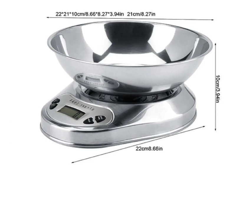 PESA DE COCINA DE ACERO INOXIDABLE CON BOWL Y CAPACIDAD DE 5 KG - 5