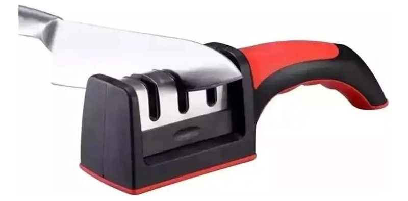 AFILADOR DE CUCHILLOS Y TIJERAS CON 3 FILOS DE ACERO INOXIDABLE - 2