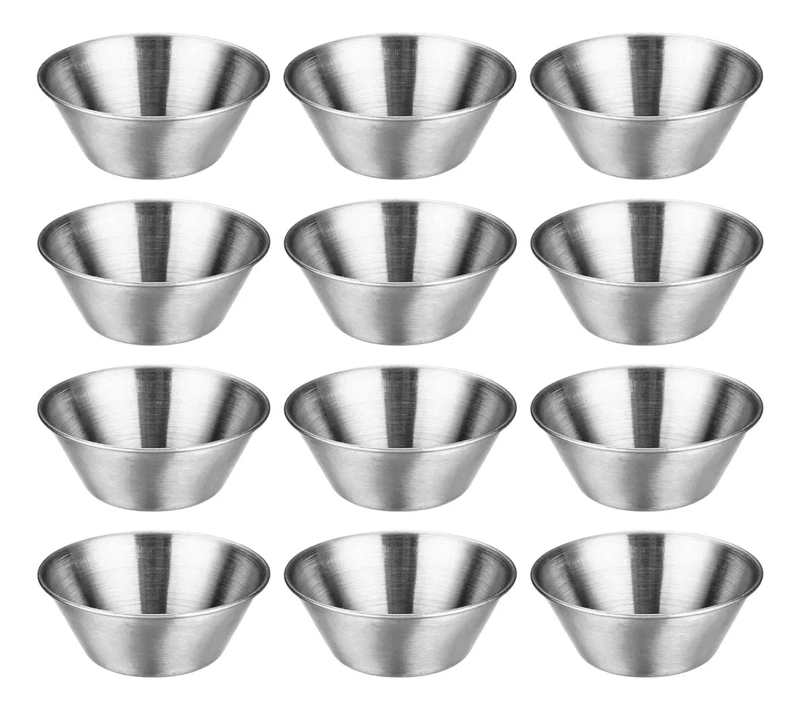 SET DE 12 POCILLOS SALSEROS DE ACERO INOXIDABLE DE 50 ML PARA COCINA - 1