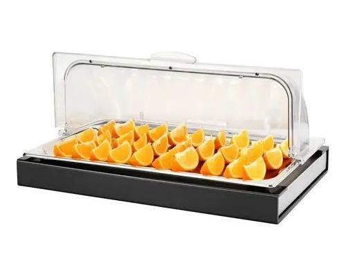 EXHIBIDOR BUFFET FRIO CON TAPA Y ROLLO INSERTO ACERO GN 1/1X2 CM - 2