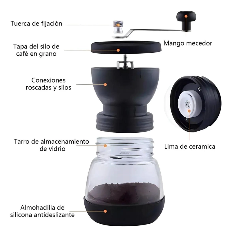 MOLINILLO MANUAL PARA CAFE  Y SEMILLAS CON AJUSTE DE MOLIENDA - 4