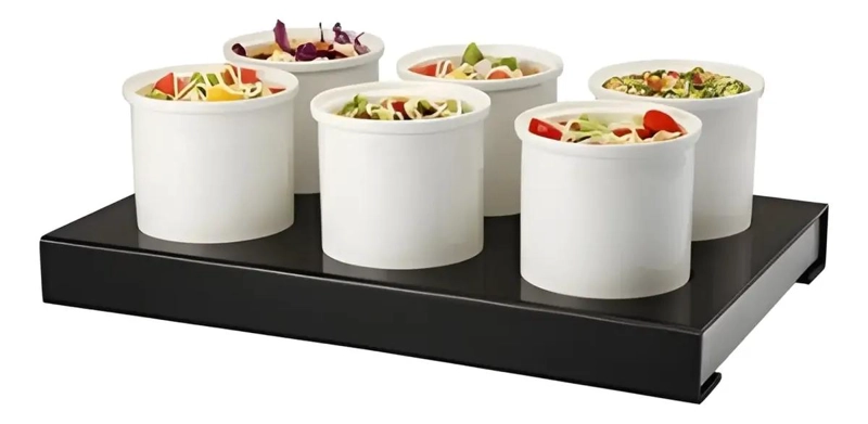 EXHIBIDOR BUFFET FRIO CON 6 RECIPIENTES DE PORCELANA DE 1.2 LITROS - 3