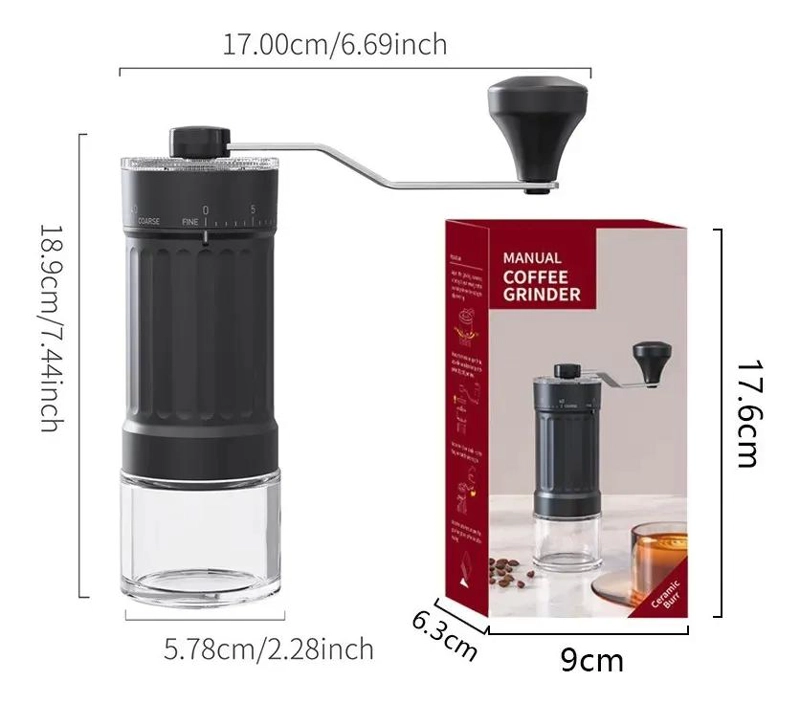 MOLINO MANUAL PARA CAFE  CON AJUSTE DE GROSOR EN COLOR NEGRO - 2