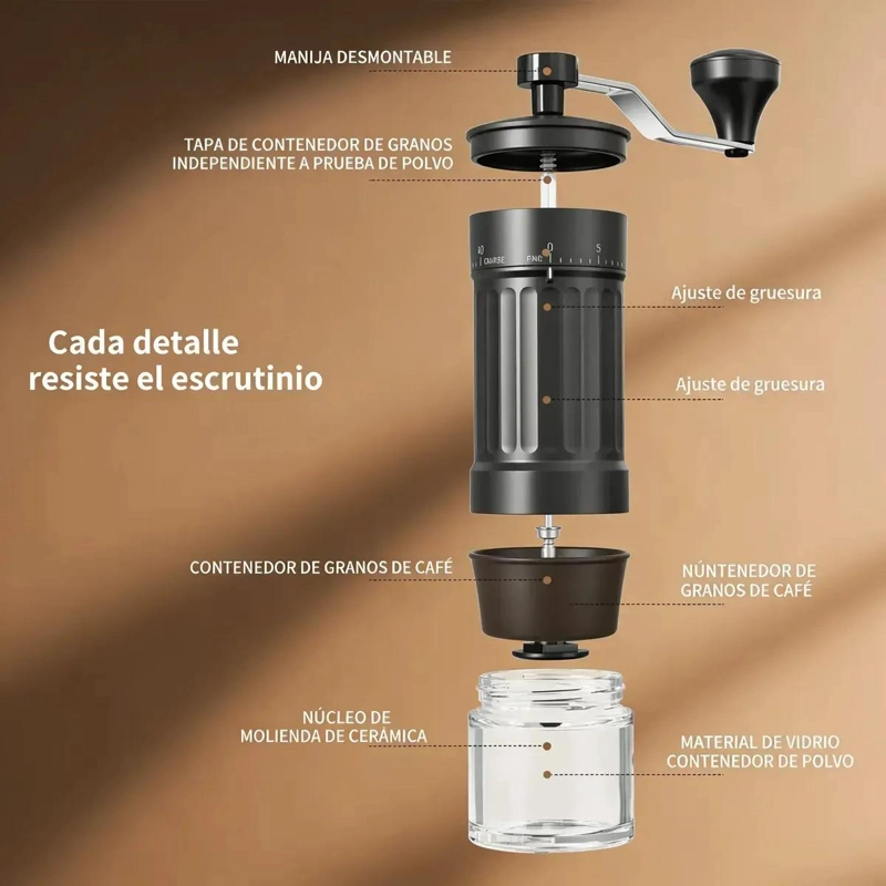 MOLINO MANUAL PARA CAFE  CON AJUSTE DE GROSOR EN COLOR NEGRO - 3