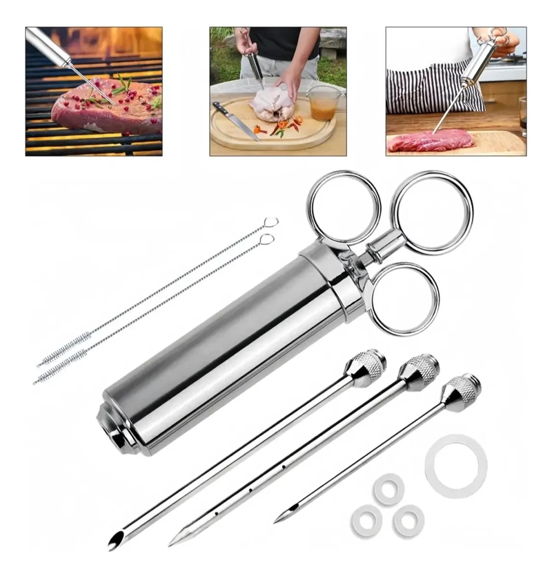 JERINGA PARA CARNE CON CAPACIDAD DE 60 ML CON AGUJAS Y ESTUCHE - 1