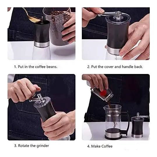 MOLINILLO MANUAL PARA CAFE  EN GRANOS CON MECANISMO DE CERAMICA Y CUERPO DE VIDRI - 3