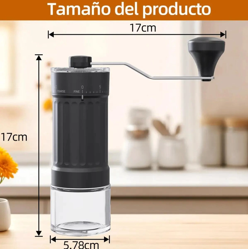 CAFETERA PORTATIL CON MANIVELA PARA PREPARAR CAFE  EN CASA COLOR NEGRO - 2