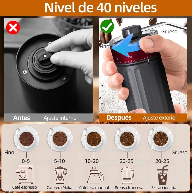 CAFETERA PORTATIL CON MANIVELA PARA PREPARAR CAFE  EN CASA COLOR NEGRO - 4