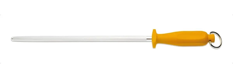 CHAIRA DE ACERO CROMADO CON MANGO AMARILLO DE 31 CM PARA AFILAR CUCHILLOS - 1