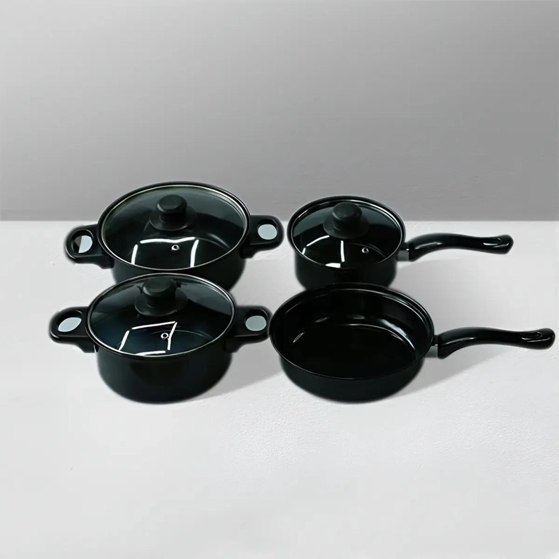 SET DE OLLAS Y SARTENES ANTIADHERENTES CON TAPA 13 PIEZAS COLOR NEGRO - 3