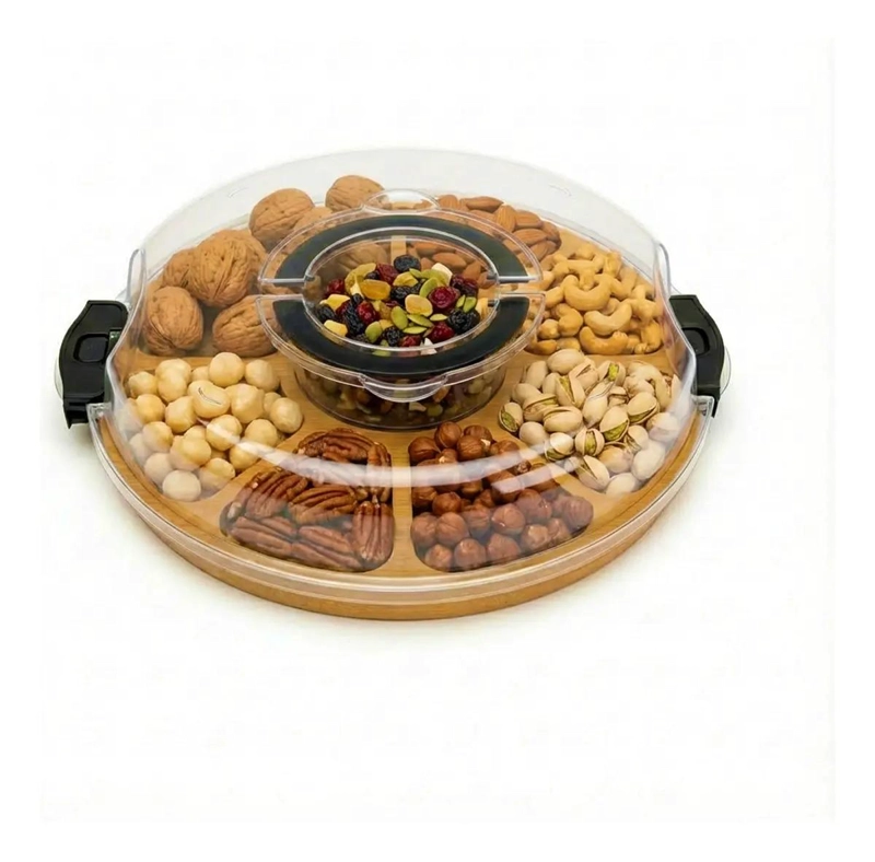 TABLA PARA QUESOS DE BAMBU CON TAPA 34X37 CM IDEAL PARA SERVIR - 2