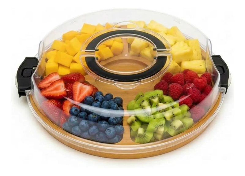 TABLA PARA QUESOS DE BAMBU CON TAPA 34X37 CM IDEAL PARA SERVIR - 3