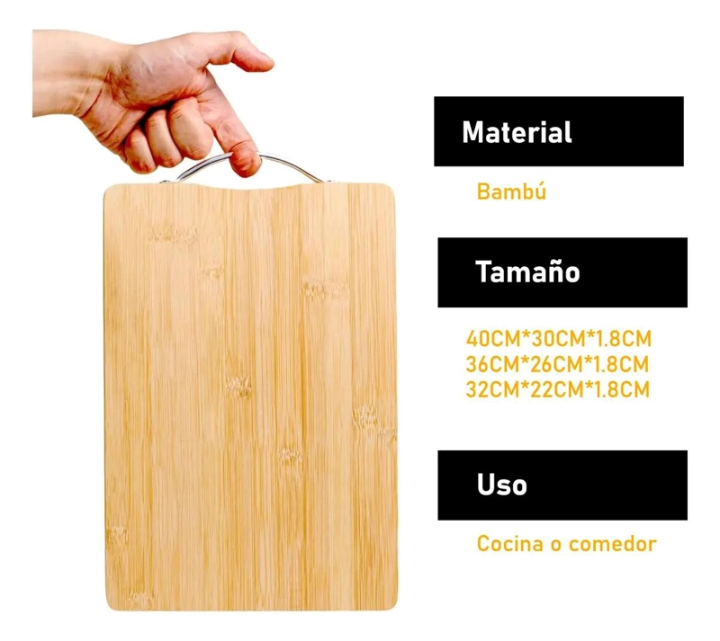 SET DE 3 TABLAS DE COCINA DE BAMBU PARA CORTAR EN TAMAÑOS VARIADOS - 4