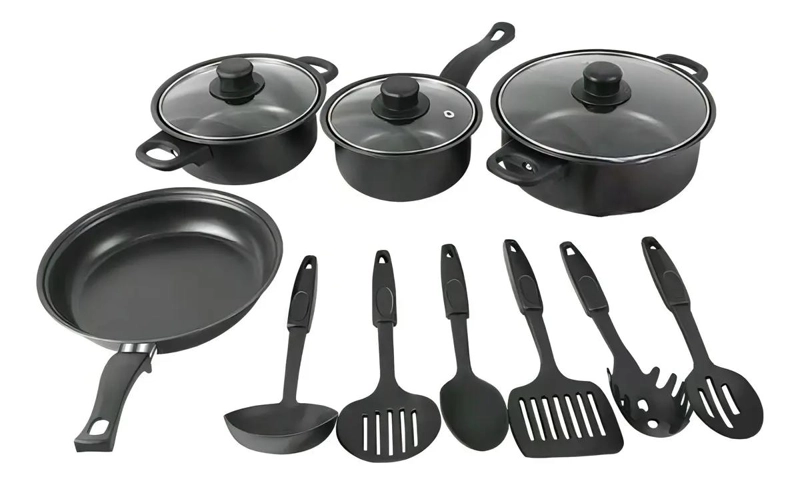 SET DE COCINA CON 13 PIEZAS DE OLLAS Y SARTENES ANTIADHERENTES - 4