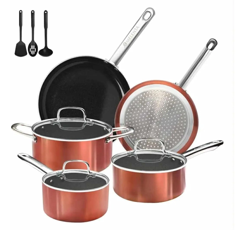 JUEGO COMPLETO DE OLLAS, SARTENES Y UTENSILIOS DE COCINA 11 PIEZAS - 1