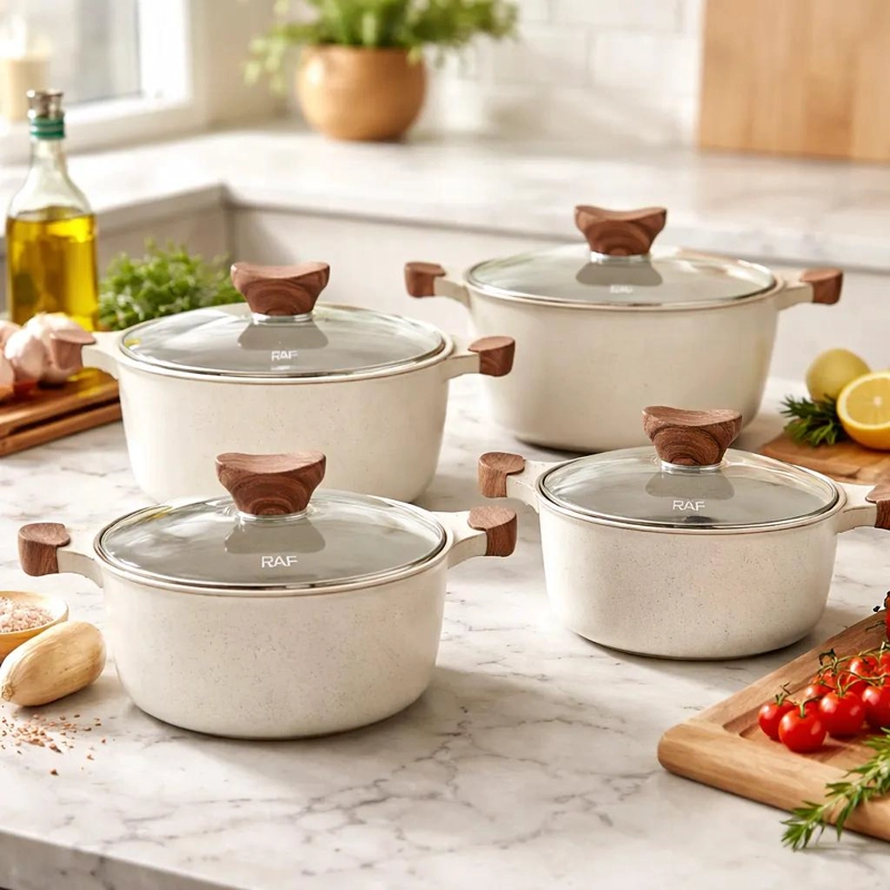 SET DE 5 OLLAS CON RECUBRIMIENTO CERAMICO ANTIADHERENTE Y TAPAS - 1