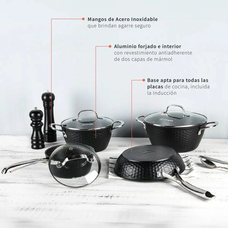 SET DE COCINA ANTIADHERENTE 7 PIEZAS CON RECUBRIMIENTO DURADERO - 5