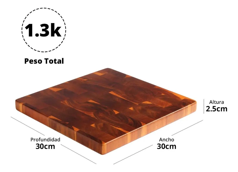 TABLA CUADRADA PARA PICAR EN MADERA DE ACACIA 30X30 CM - 2