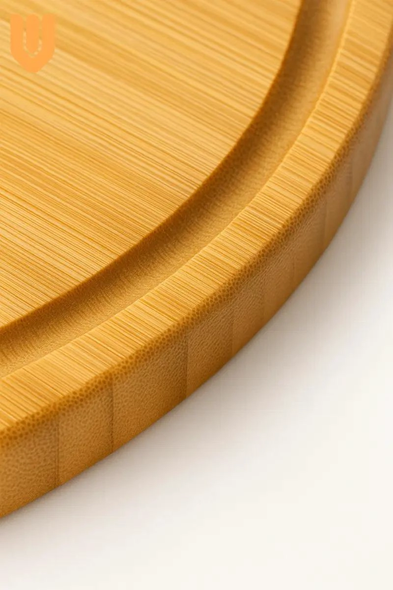 TABLA REDONDA DE BAMBU PARA PICOTEO Y PIZZA CON CANALETA 32X45 CM - 5
