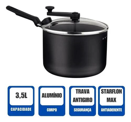 OLLA PARA PALOMITAS CON RECUBRIMIENTO ANTIADHERENTE DE 20 CM Y 3,5 LITROS - 1