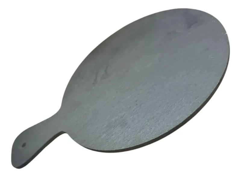 TABLA REDONDA GRANDE PARA COCKTAIL Y APERITIVOS DE PIEDRA PIZARRA CON MANGO - 3