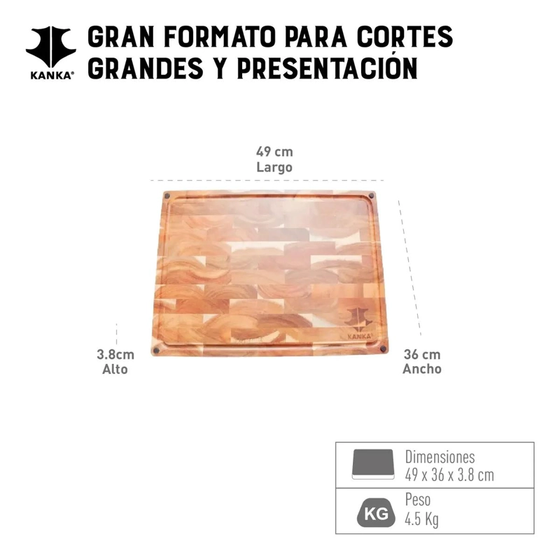 TABLA PARA CORTAR REVERSIBLE DE MADERA END-GRAIN XL COLOR MARRON - 2