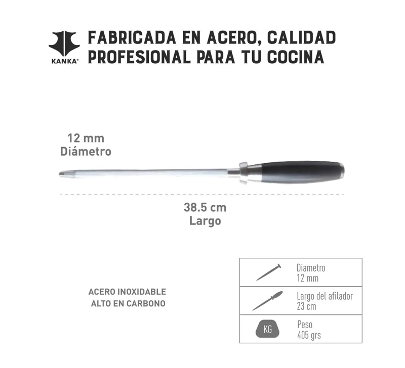 CHAIRA AFILADOR DE CUCHILLOS PROFESIONAL CON MANGO ERGONOMICO - 2