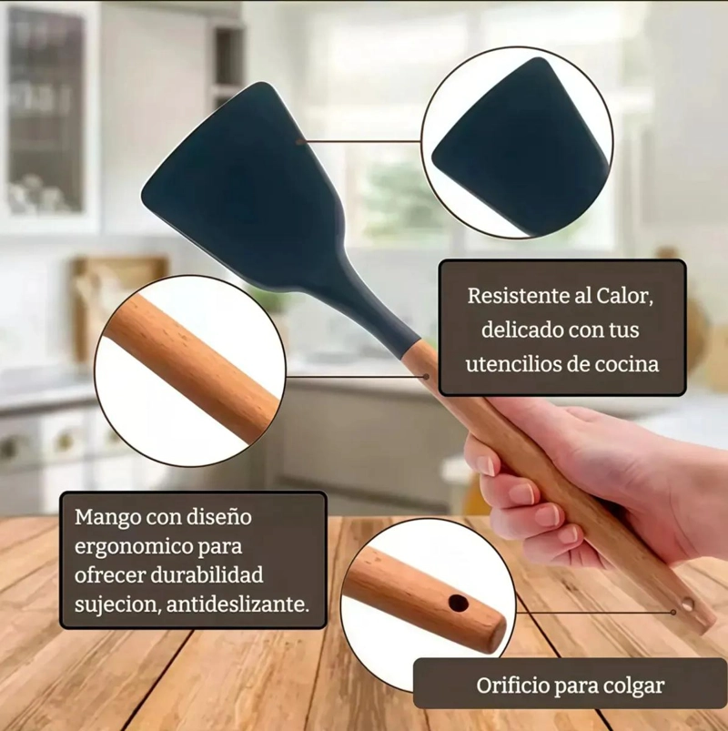 SET COMPLETO DE CUCHILLOS Y UTENSILIOS DE COCINA CON BASE NEGRA - 3