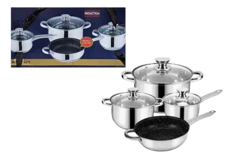 SET DE 7 OLLAS DE ACERO INOXIDABLE CON 3 TAPAS INCLUIDAS - 1