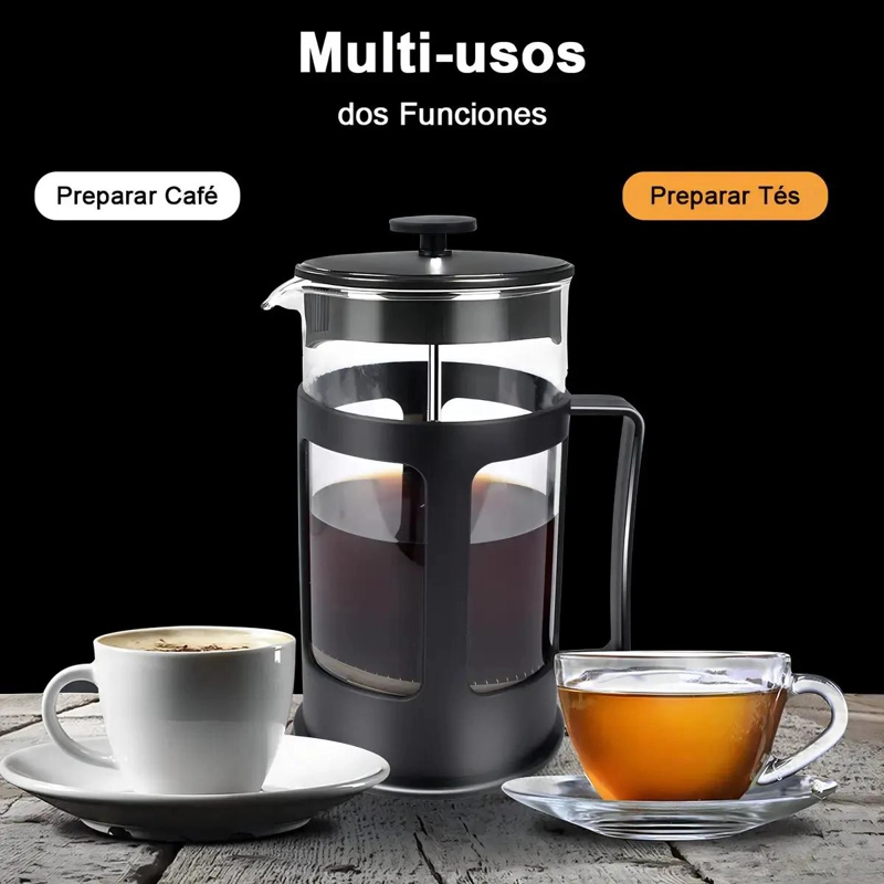 CAFETERA PRENSA FRANCESA DE VIDRIO PARA CAFE  Y TE  CAPACIDAD 1 LITRO - 5
