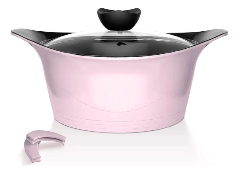 JUEGO DE COCINA DE ALUMINIO FUNDIDO CON 7 PIEZAS EN COLOR ROSADO - 3