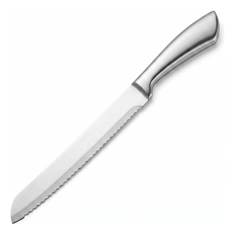CUCHILLO PARA PAN DE ACERO INOXIDABLE CON HOJA PLATEADA - 1