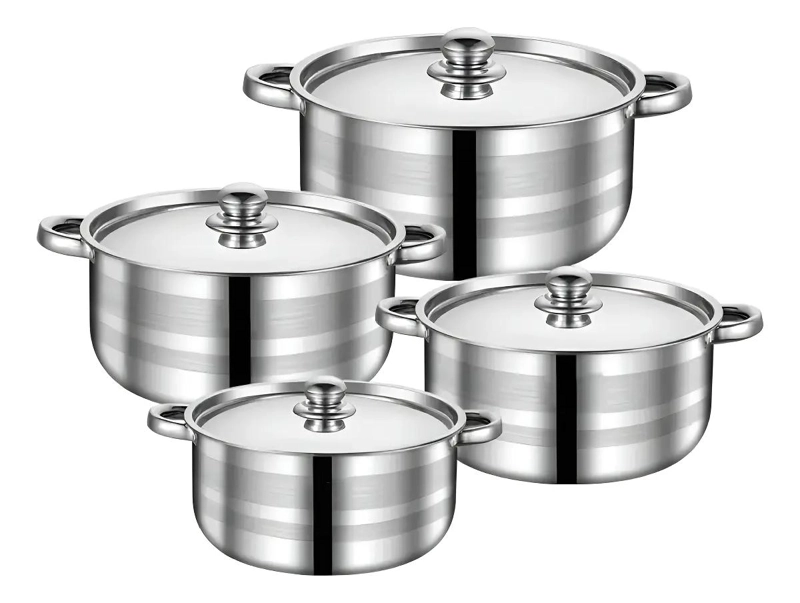 SET DE OLLAS DE ACERO INOXIDABLE CON TAPAS 4 PIEZAS TAMAÑOS VARIADOS - 1