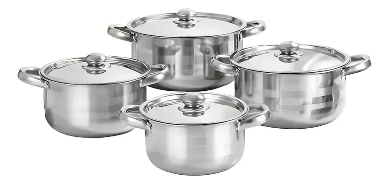 SET DE OLLAS DE ACERO INOXIDABLE CON TAPAS 4 PIEZAS TAMAÑOS VARIADOS - 2