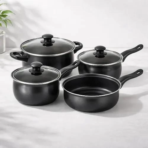 JUEGO DE COCINA ANTIADHERENTE CON 7 PIEZAS OLLAS Y SARTE N - 1