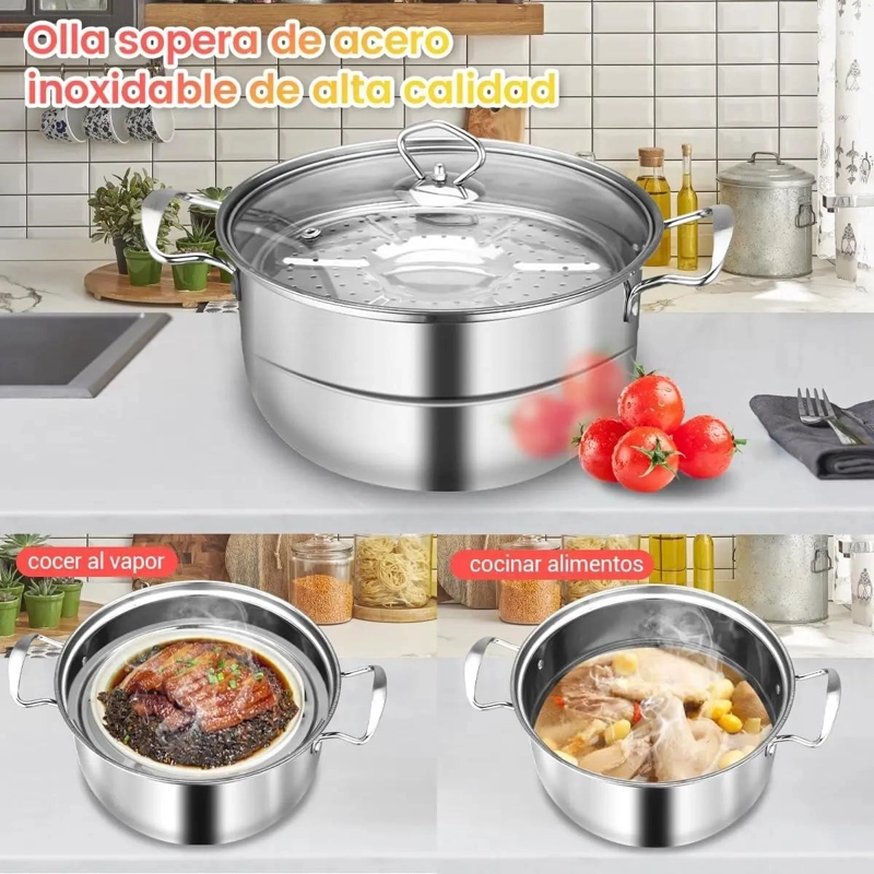 JUEGO DE COCINA DE ACERO INOXIDABLE PARA INDUCCION CON 14 PIEZAS - 3
