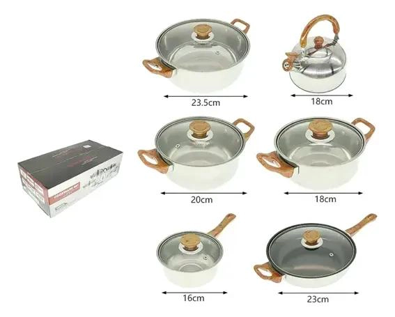 JUEGO COMPLETO DE OLLAS Y UTENSILIOS DE COCINA COLOR PLATEADO - 3