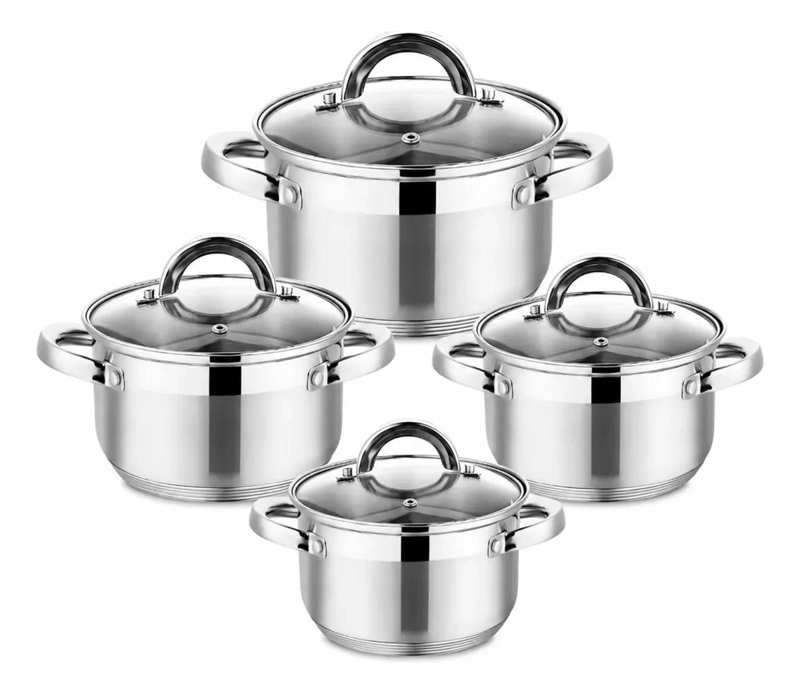 JUEGO DE OLLAS DE ACERO INOXIDABLE CON 8 PIEZAS PARA COCINA - 1