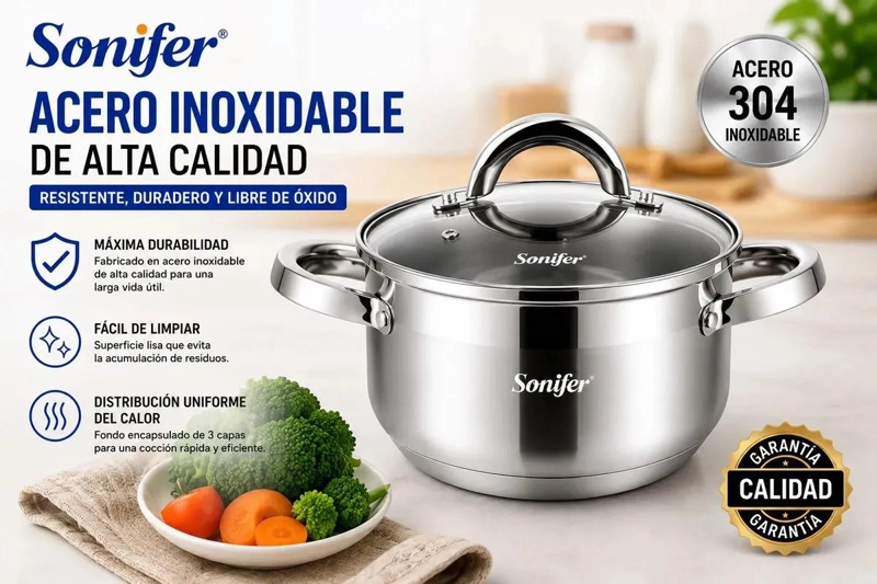 JUEGO DE OLLAS DE ACERO INOXIDABLE CON 8 PIEZAS PARA COCINA - 4
